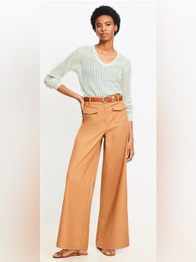 LOFT PETITE PATCH POCKET WIDE LEG PANTS SIZE 4 PETITE
